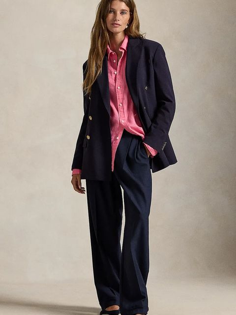 Polo Ralph Lauren koszula lniana kolor różowy relaxed z kołnierzykiem klasycznym 211970730