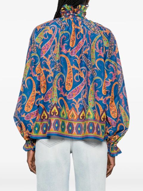 ETRO pussy-bow paisley blouse - Blue