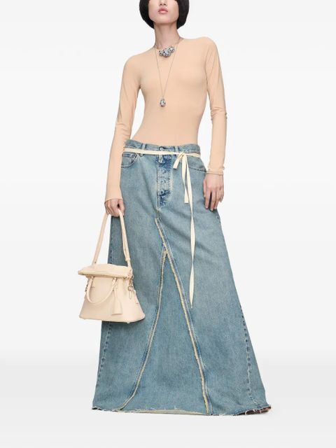 Maison Margiela frayed string-detail maxi cotton skirt - Blue - zdjęcie produktu nr 2