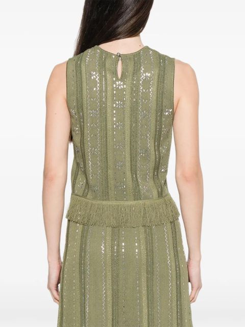 Maje fringed floral top - Green