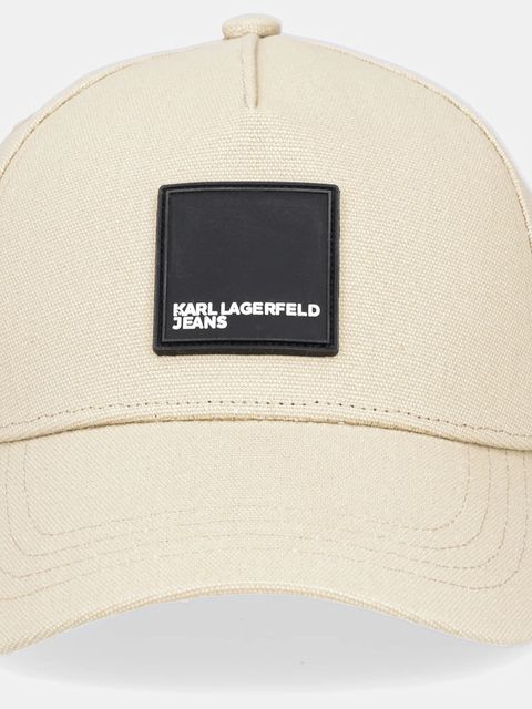 Karl Lagerfeld Jeans czapka z daszkiem bawełniana kolor beżowy z nadrukiem A1W33002 - zdjęcie produktu nr 2