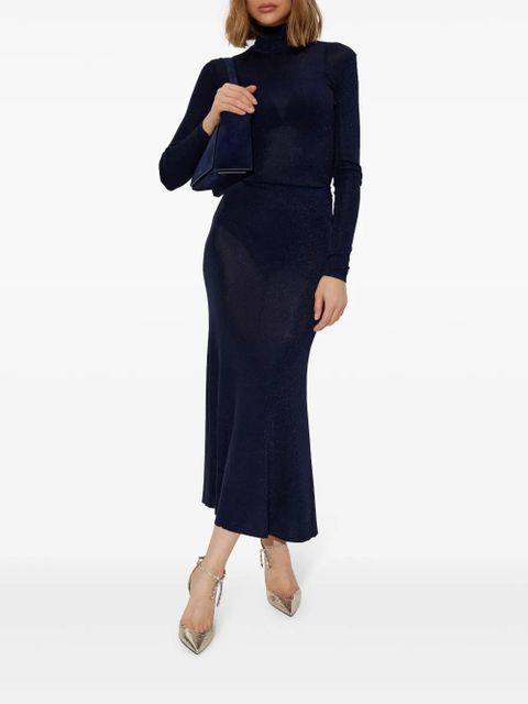 Self-Portrait metallic midi skirt - Blue - zdjęcie produktu nr 2