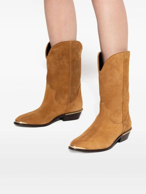 ISABEL MARANT metallic-toe slip-on cowboy boots - Brown