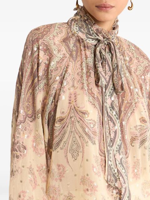 ETRO scarf print silk blouse - Neutrals