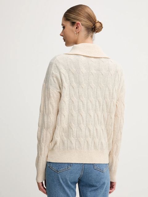 Tommy Hilfiger sweter wełniany damski kolor beżowy WW0WW46425