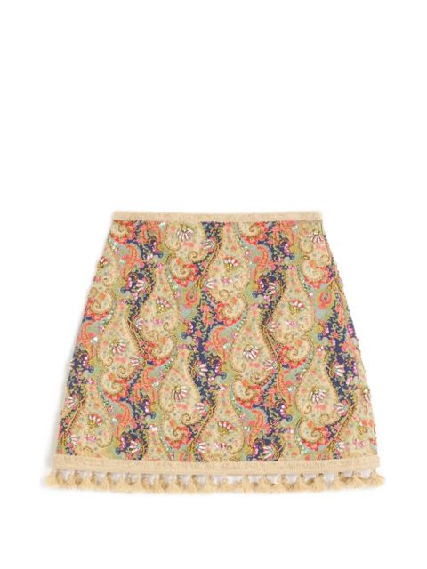 Valentino Garavani embroidered skirt on piquet with paisley Voyage Imaginaire-print - Neutrals - zdjęcie produktu nr 1