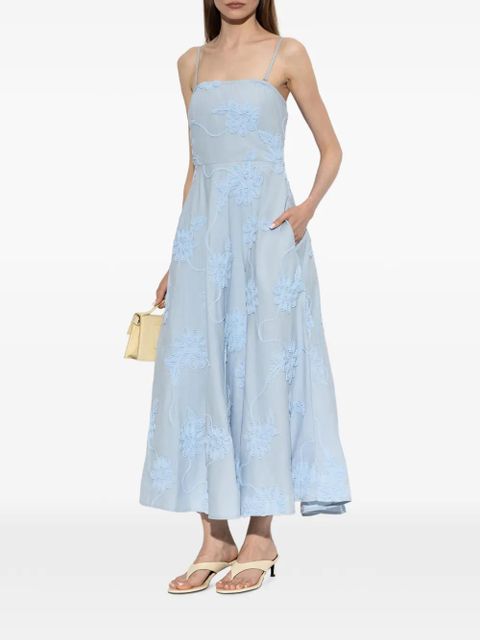 ROTATE BIRGER CHRISTENSEN floral-appliqué midi dress - Blue
