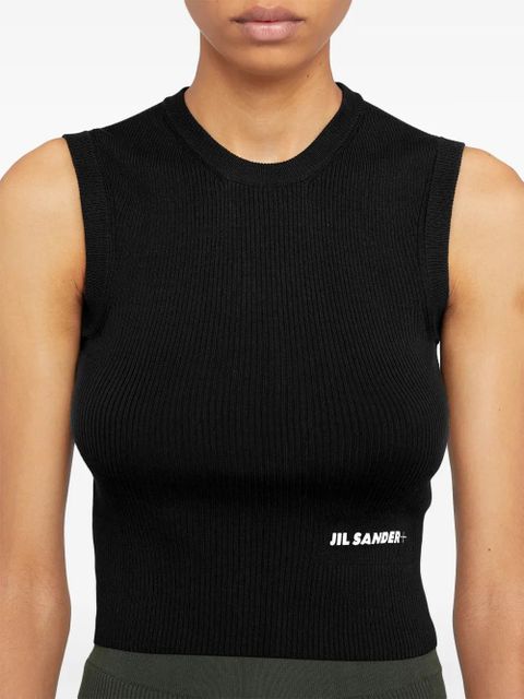 Jil Sander logo-print cotton vest top - Black