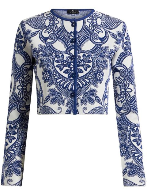 ETRO paisley-intarsia cardigan - Blue - zdjęcie produktu nr 1
