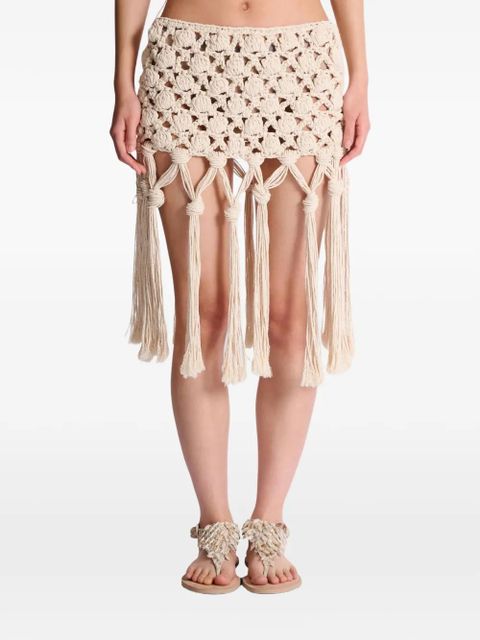 Balmain cotton crochet skirt - Neutrals