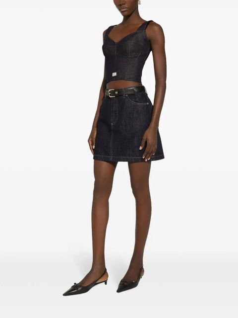 Dolce & Gabbana logo-tag denim corset top - Black