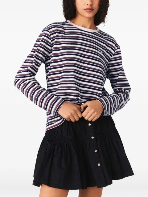Maje striped-pattern long-sleeve T-shirt - Blue