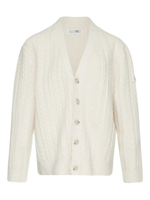 MM6 Maison Margiela cable-knit button cardigan - White - zdjęcie produktu nr 1