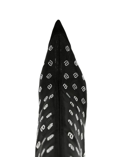 Alexander Wang crystal-logo mesh boots - Black