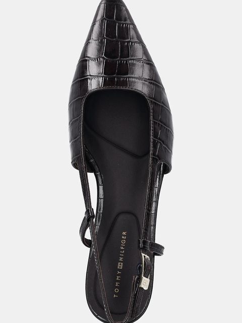 Tommy Hilfiger szpilki skórzane CROC SLINGBACK SLANTED HEEL kolor czarny FW0FW08990