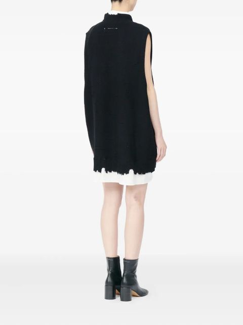 MM6 Maison Margiela frayed mini knitted dress - Black