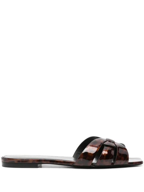 Saint Laurent Tribute tortoiseshell-effect slides - Brown - zdjęcie produktu nr 1