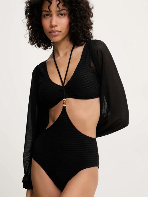 Answear.LAB jednoczęściowy strój kąpielowy kolor czarny lekko usztywniona miseczka