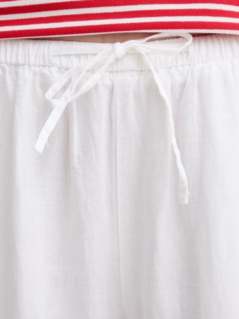 Marc O'Polo spodnie lniane damskie kolor biały szerokie high waist 504011210381