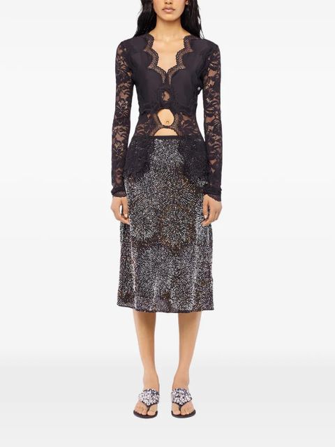 Rabanne crepe embroidered pearl skirt - Black