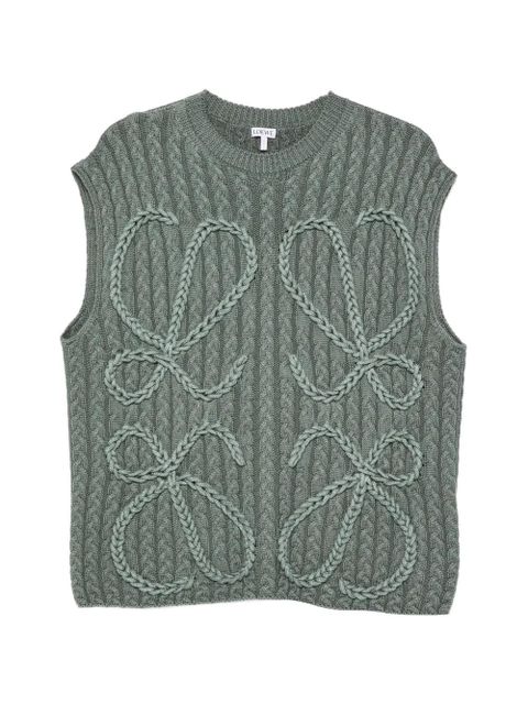 LOEWE Anagram cable-knit sweater - Green - zdjęcie produktu nr 1
