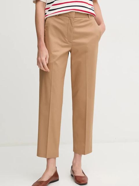 Tommy Hilfiger spodnie damskie kolor brązowy proste high waist WW0WW40504 - zdjęcie produktu nr 1