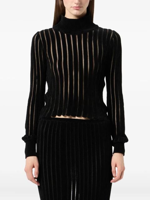 Blumarine high-neck ribbed top - Black
