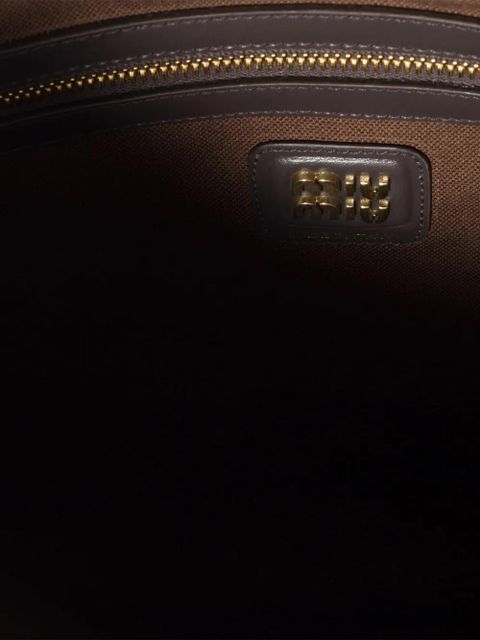 Miu Miu Ivy corduroy-logo shoulder bag - Brown