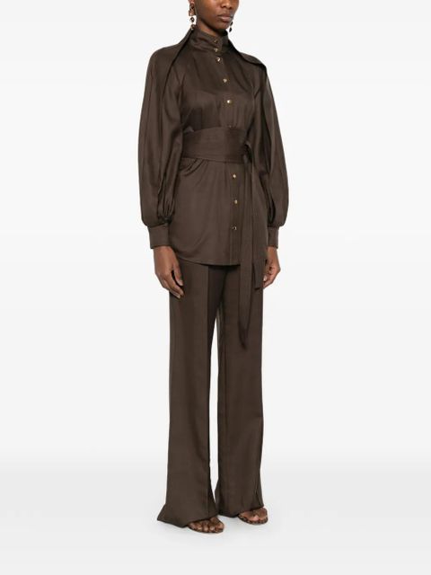 ZIMMERMANN tie-waist shirt - Brown