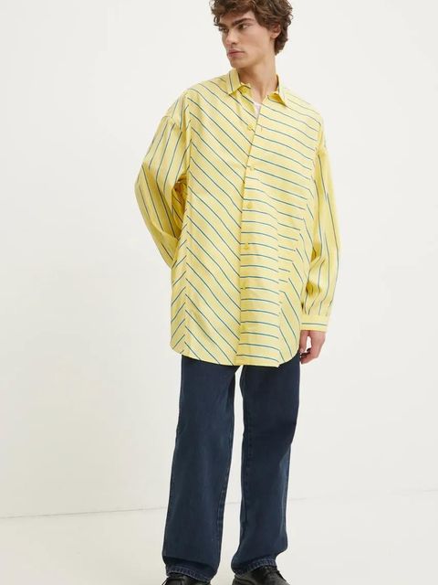 Sunnei koszula bawełniana kolor żółty relaxed z kołnierzykiem klasycznym RTWXSHR012