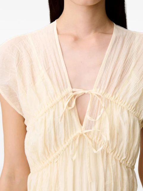 Claudie Pierlot tie-detail gathered maxi dress - Neutrals