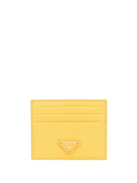 Prada triangle-logo leather cardholder - Yellow - zdjęcie produktu nr 1