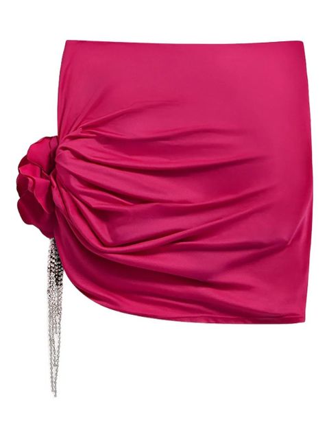 AREA floral-embellished draped mini skirt - Pink