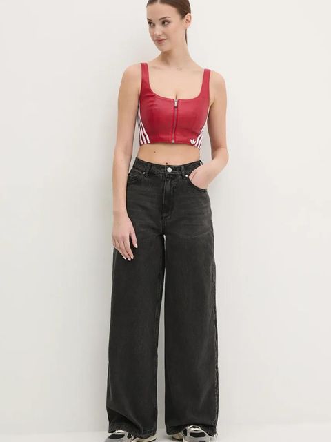 adidas Originals jeansy DENIM ZIP PANT damskie kolor czarny JX9211