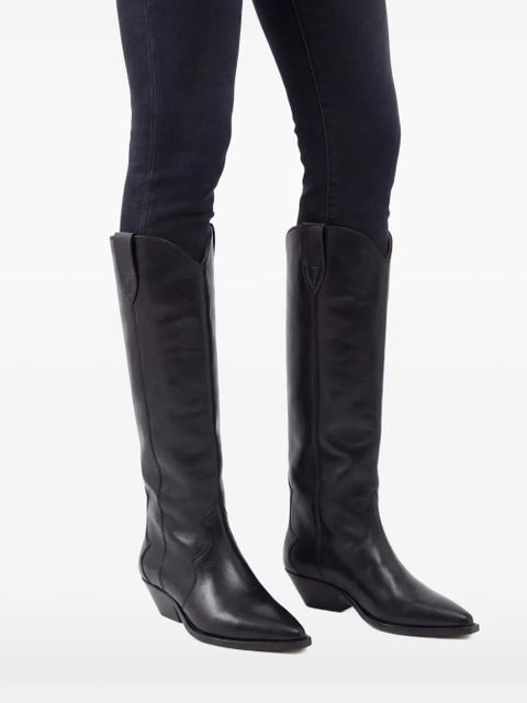 ISABEL MARANT Denvee leather cowboy boots - Black