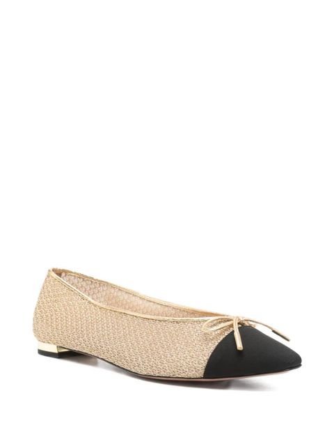 Aquazzura bow-detail ballet flats - Gold - zdjęcie produktu nr 2