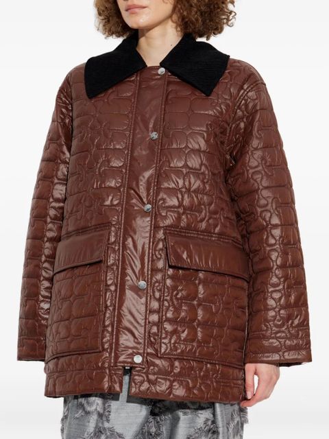 GANNI quilted coat - Brown