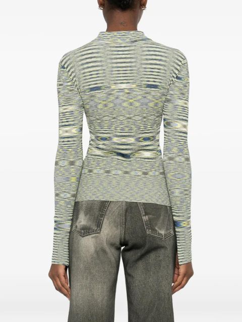 GANNI long-sleeve knit polo top - Neutrals