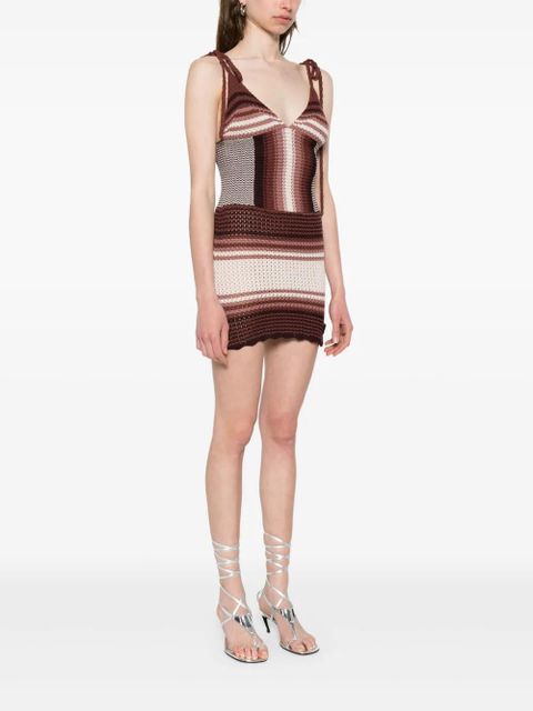 The Attico striped mini dress - Brown