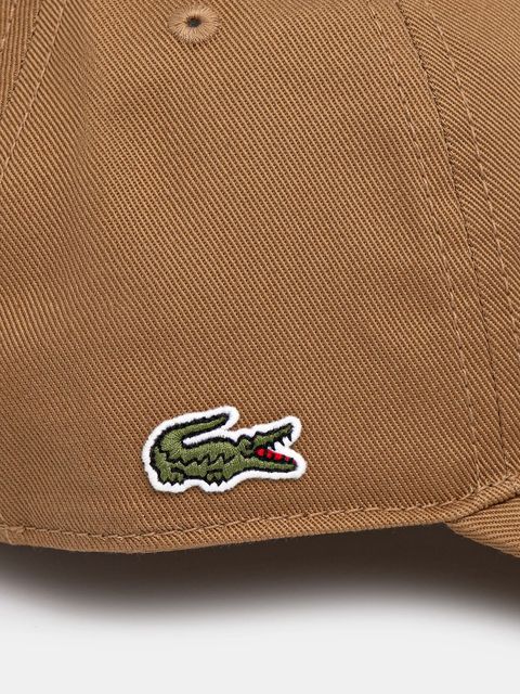 Lacoste czapka z daszkiem bawełniana kolor brązowy gładka RK0440