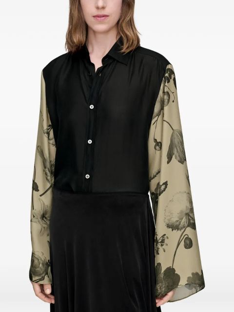 Maison Margiela floral-sleeves shirt - Black