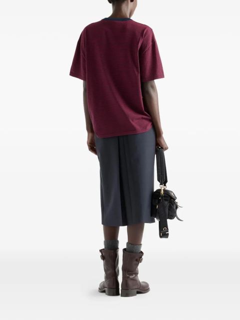 Prada striped-pattern pocket T-shirt - Red