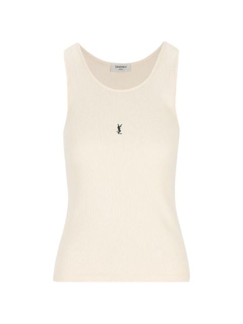 Saint Laurent CASSANDRE tank top in ribbed cotton jersey - Neutrals - zdjęcie produktu nr 1