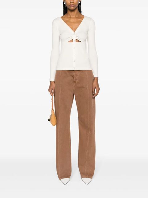 PINKO cut-out detailed ribbed top - White - zdjęcie produktu nr 2