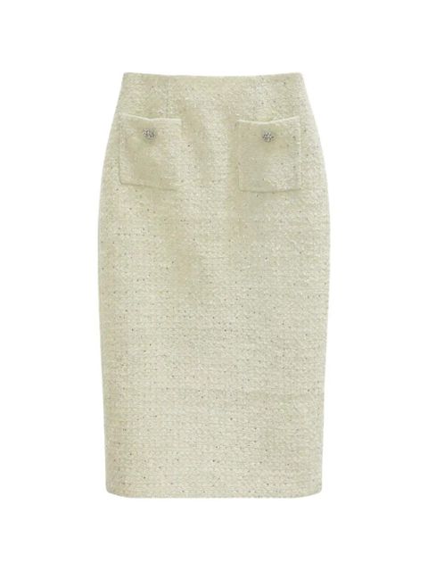 Self-Portrait boucle pocket skirt - White - zdjęcie produktu nr 1