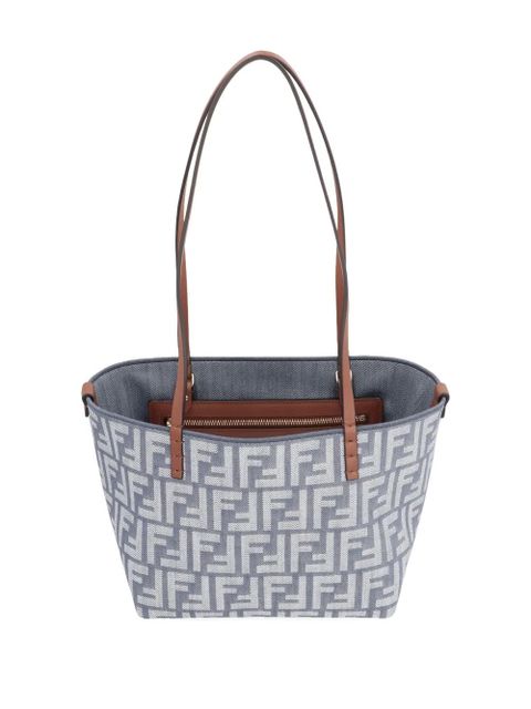 FENDI small Roll FF-logo leather-handle tote bag - Blue