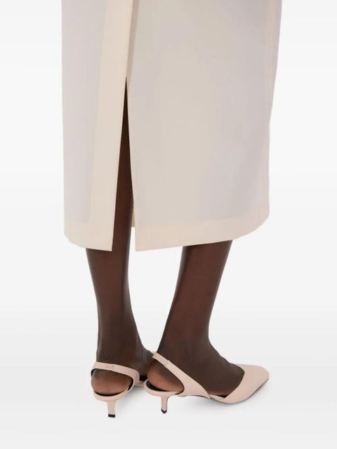 LouLou de Saison Cara elasticated waistband back vent maxi skirt - Neutrals