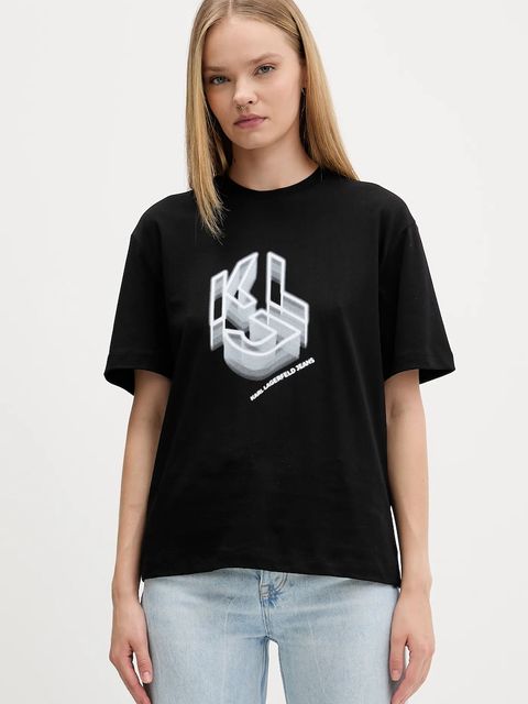 Karl Lagerfeld Jeans t-shirt bawełniany damski kolor czarny A4W17005 - zdjęcie produktu nr 1