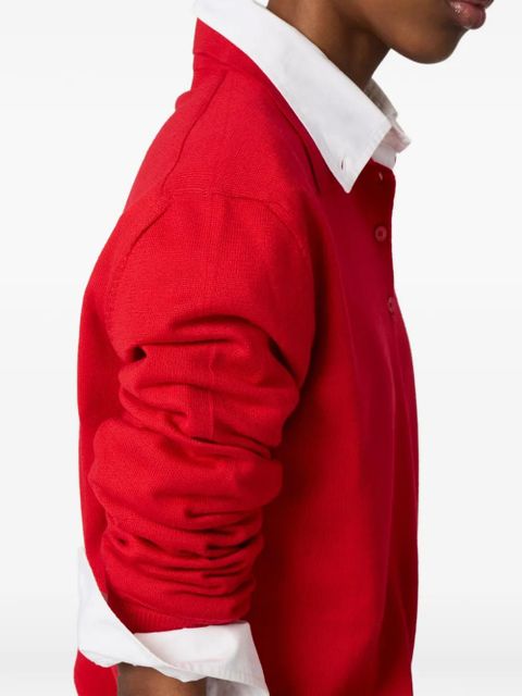 Miu Miu logo-detail long-sleeves polo shirt - Red