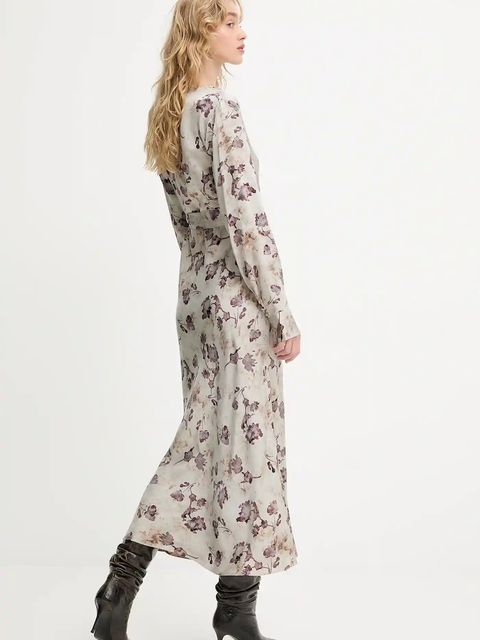 Answear.LAB sukienka kolor szary maxi rozkloszowana